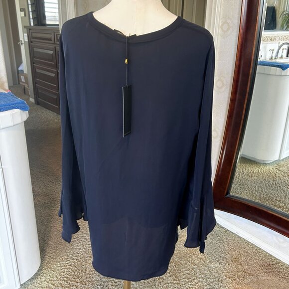 Brand New KOBI HALPRIN 100% Silk Blouse in Navy Blue Size Large Retail $298 NWT - Picture 4 of 7